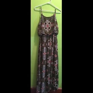 Green tribal print summer dress